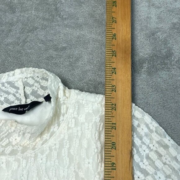Peace Love World White Long Sleeve Lace Top XS Nylon Blend a1646 - Picture 4 of 8